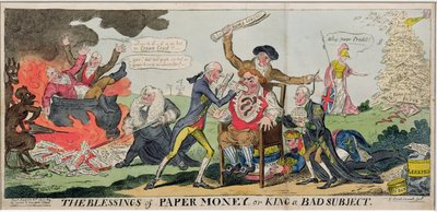 Die Segnungen des Papiergeldes oder König ein schlechter Untertan, veröffentlicht 1811 von George Cruikshank